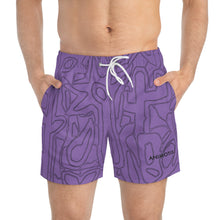 Load image into Gallery viewer, Purple Flower Power Swim Trunks (AOP)