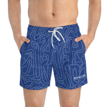 Load image into Gallery viewer, Blue Flower Line Work - Swim Trunks (AOP)
