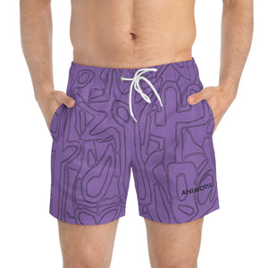 Purple Flower Power Swim Trunks (AOP)