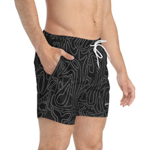 Load image into Gallery viewer, Black background Flower - Swim Trunks (AOP)
