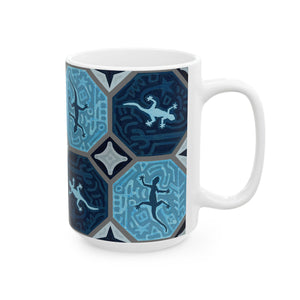 Blue Lizard Ceramic Mug, (11oz, 15oz)