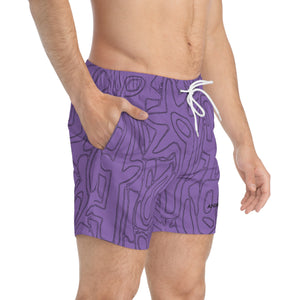 Purple Flower Power Swim Trunks (AOP)