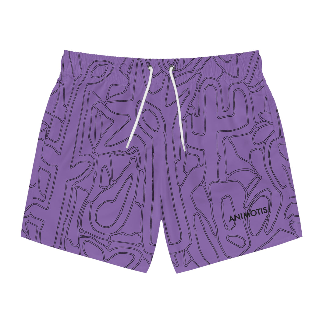 Purple Flower Power Swim Trunks (AOP)