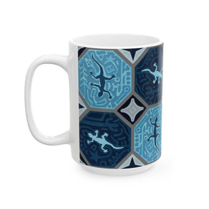 Blue Lizard Ceramic Mug, (11oz, 15oz)