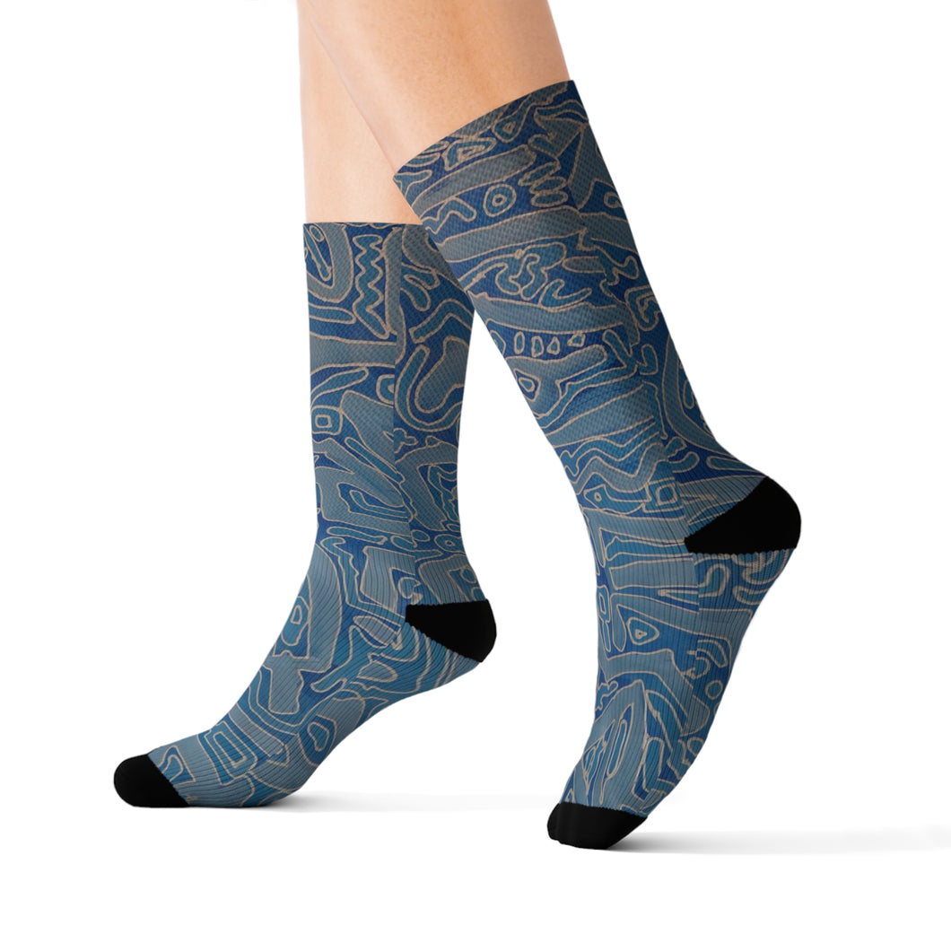 Dancing Blue Sublimation Socks