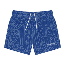 Load image into Gallery viewer, Blue Flower Line Work - Swim Trunks (AOP)
