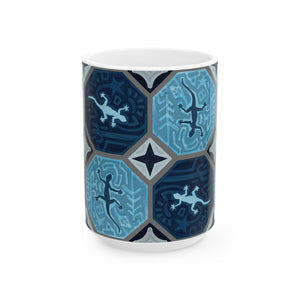 Blue Lizard Ceramic Mug, (11oz, 15oz)